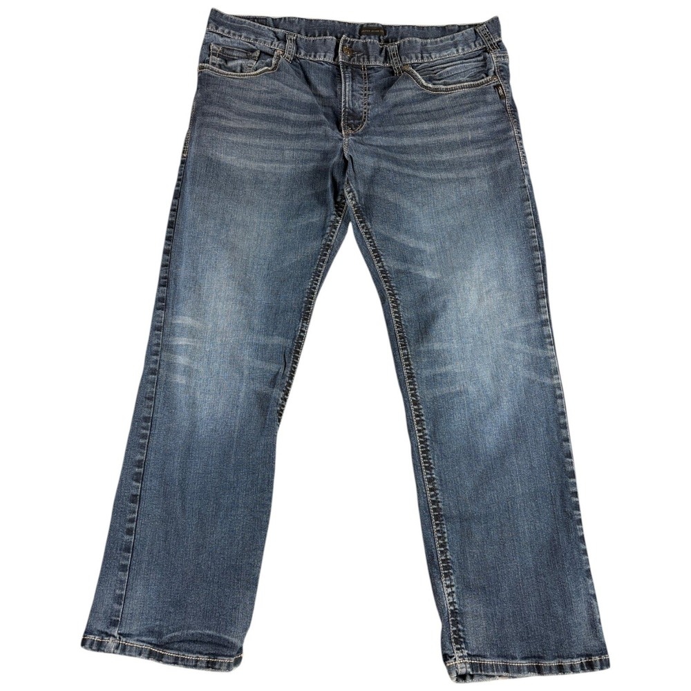 Silver Jeans Co Eddie Jean Mens 38x32 Blue Relaxed Workwear Western Faded Cowboy